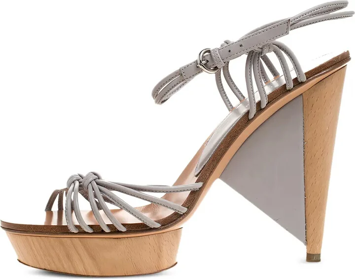 125mm Leather Knotted Platform Sandals