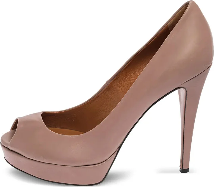 125mm Leather Peep-Toe Pumps