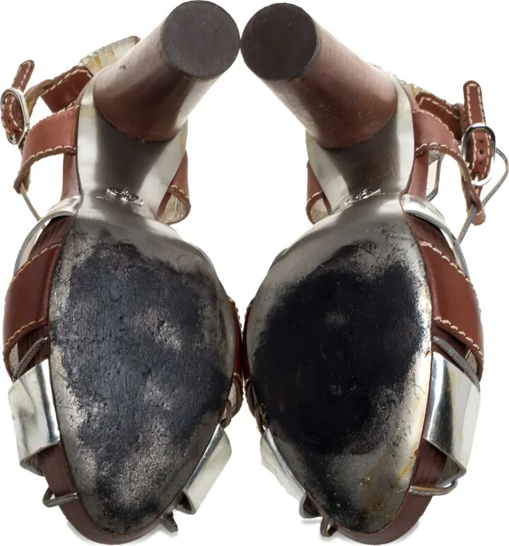 125mm Leather Platform Sandals - Image 4