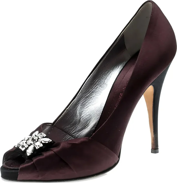 125mm Satin Crystal-Detail Pumps - Image 2