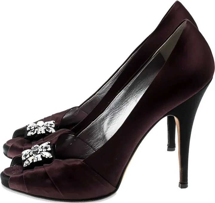 125mm Satin Crystal-Detail Pumps - Image 4