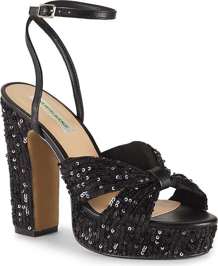 127MM Shai Block Heel Crossover Sequin Platform Sandals - Image 2