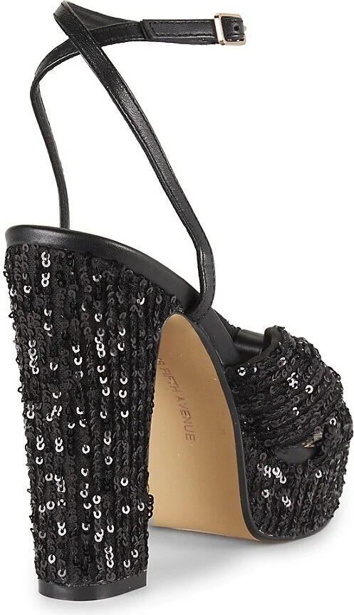 127MM Shai Block Heel Crossover Sequin Platform Sandals - Image 3
