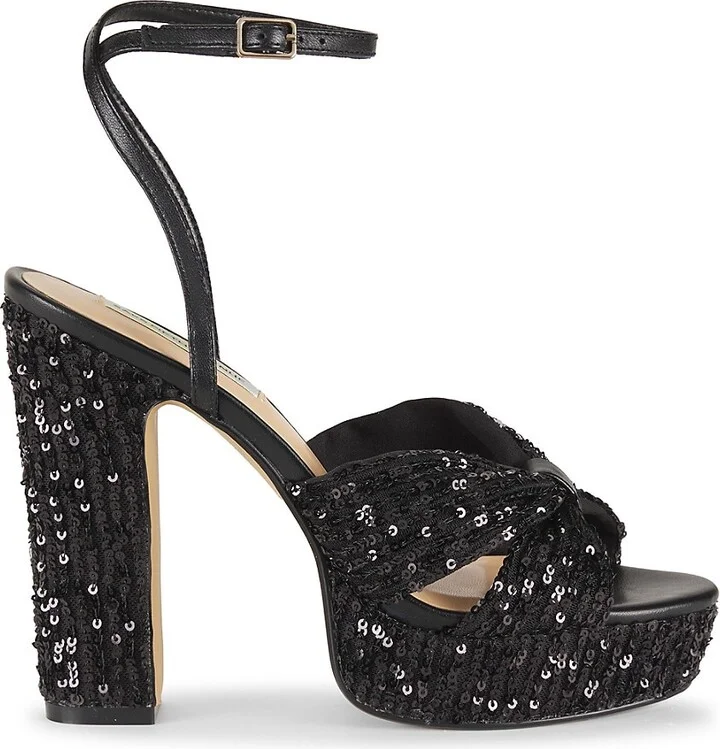 127MM Shai Block Heel Crossover Sequin Platform Sandals