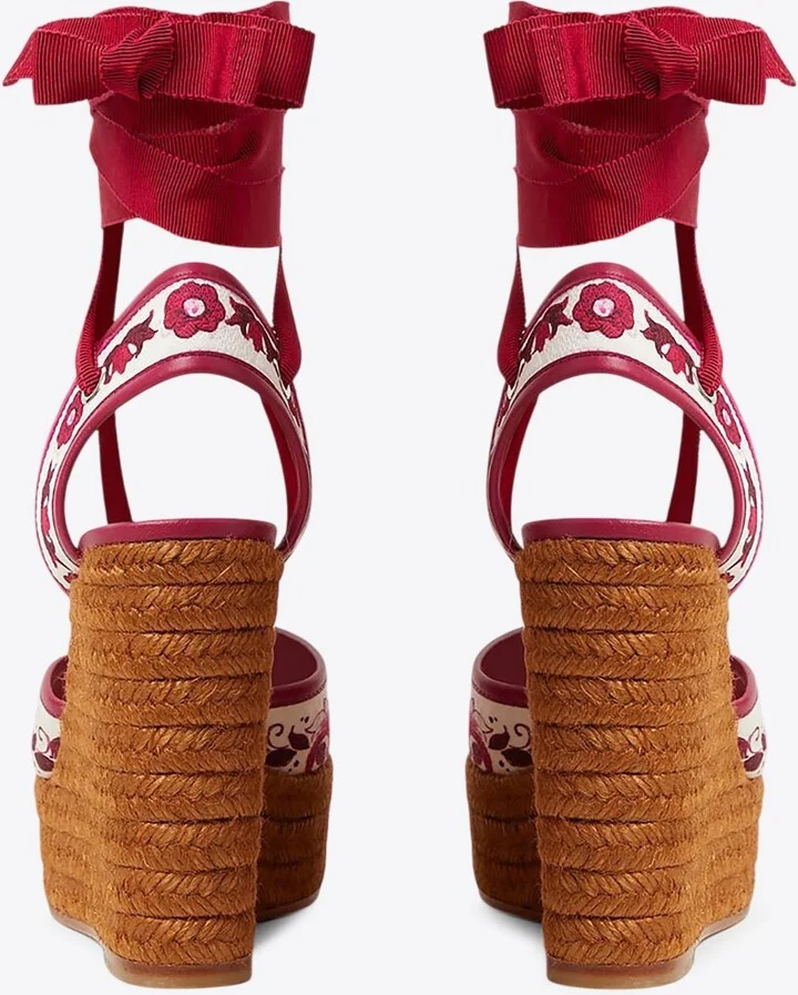 130 Printed Brocade Wedge Pumps - Image 2
