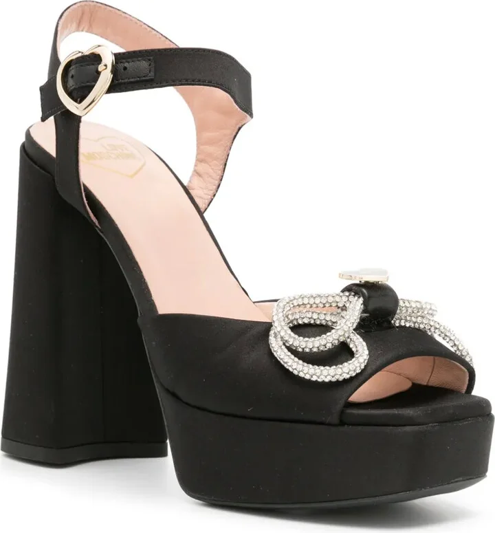 130mm Crystal-Embellished Bow Sandals - Image 2