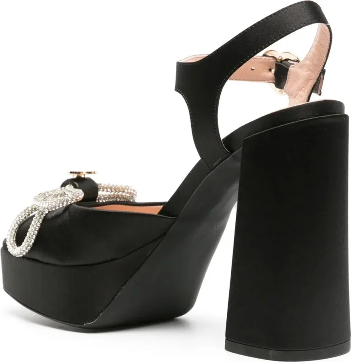 130mm Crystal-Embellished Bow Sandals - Image 3