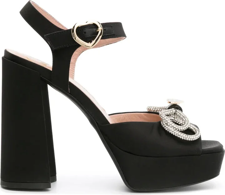 130mm Crystal-Embellished Bow Sandals