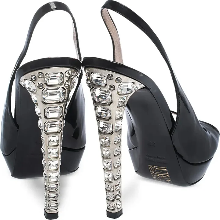 130mm Crystal-Embellished Leather Sandals - Image 3
