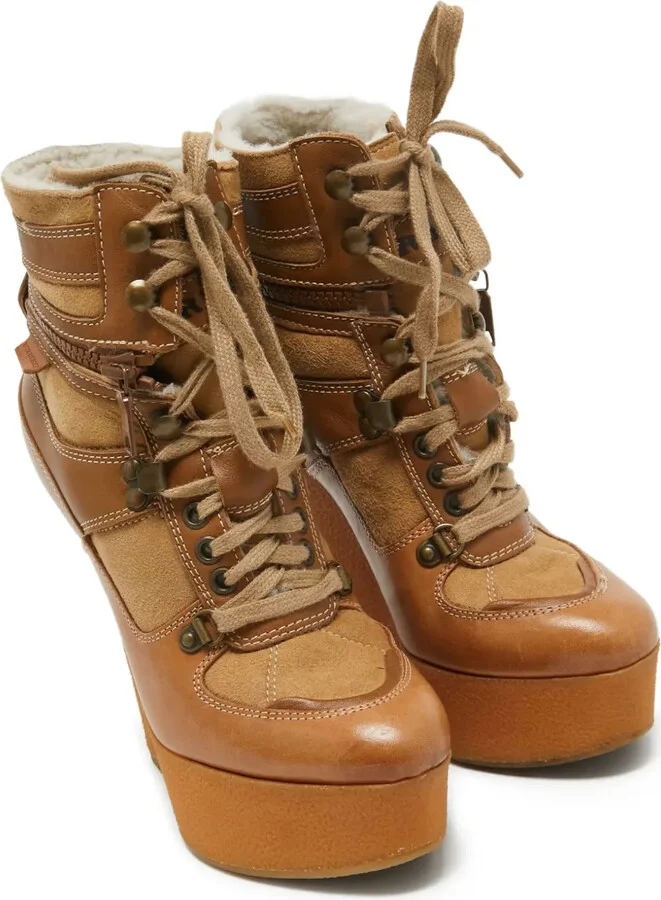 130mm Lace Wedge Ankle Boots - Image 2