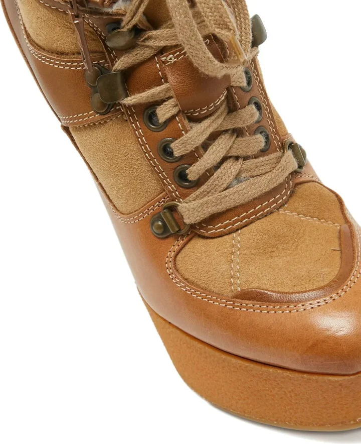 130mm Lace Wedge Ankle Boots - Image 5