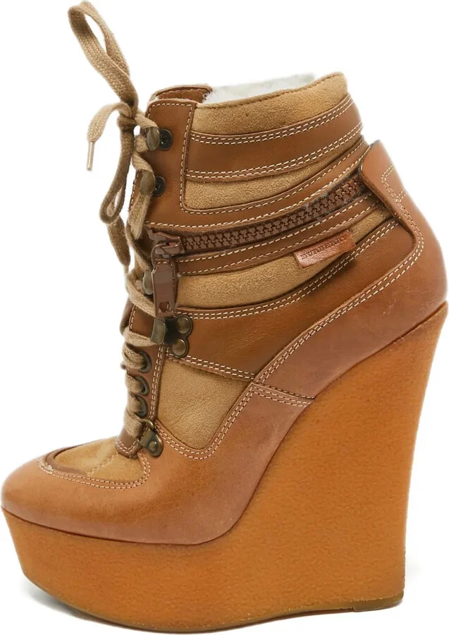 130mm Lace Wedge Ankle Boots