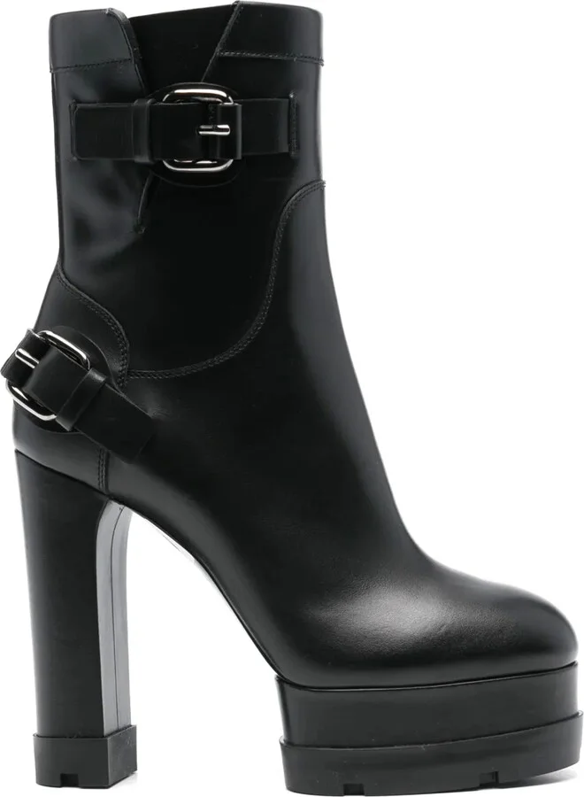 130mm Leather Ankle Boots