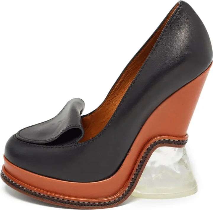 130mm Leather Heeled Pumps