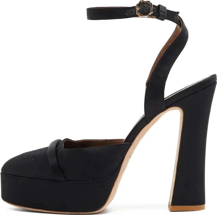130mm Leather Heeled Pumps