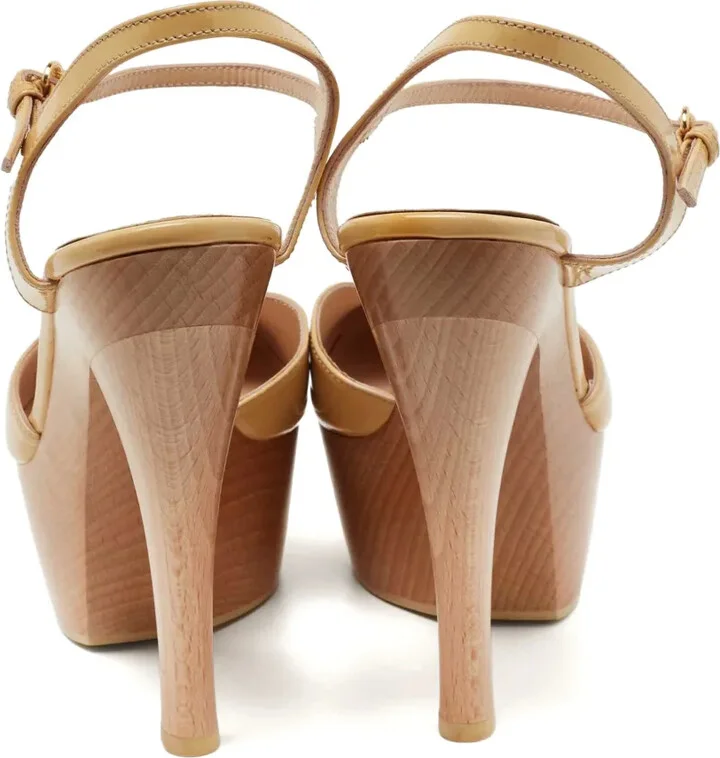 130mm Leather Heeled Sandals - Image 4