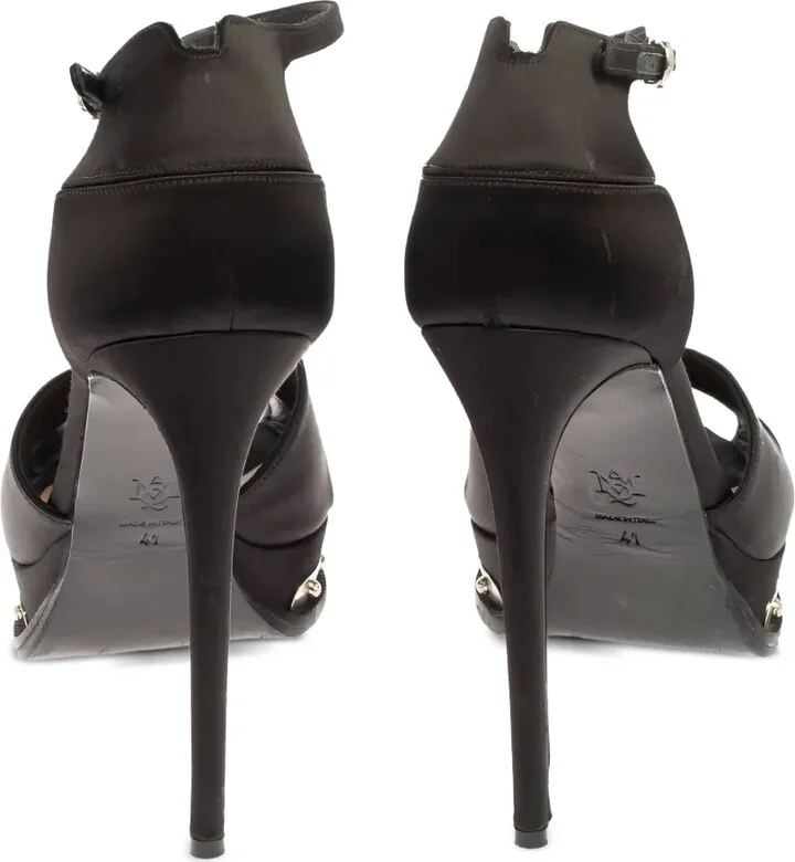 130mm Leather Heeled Sandals - Image 4