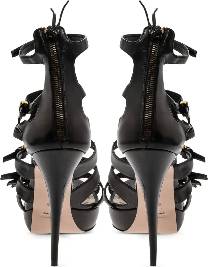 130mm Leather Heeled Sandals - Image 3