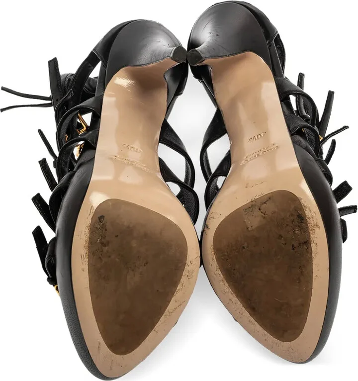 130mm Leather Heeled Sandals - Image 4
