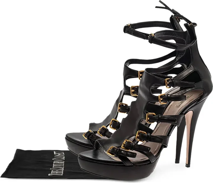 130mm Leather Heeled Sandals - Image 5