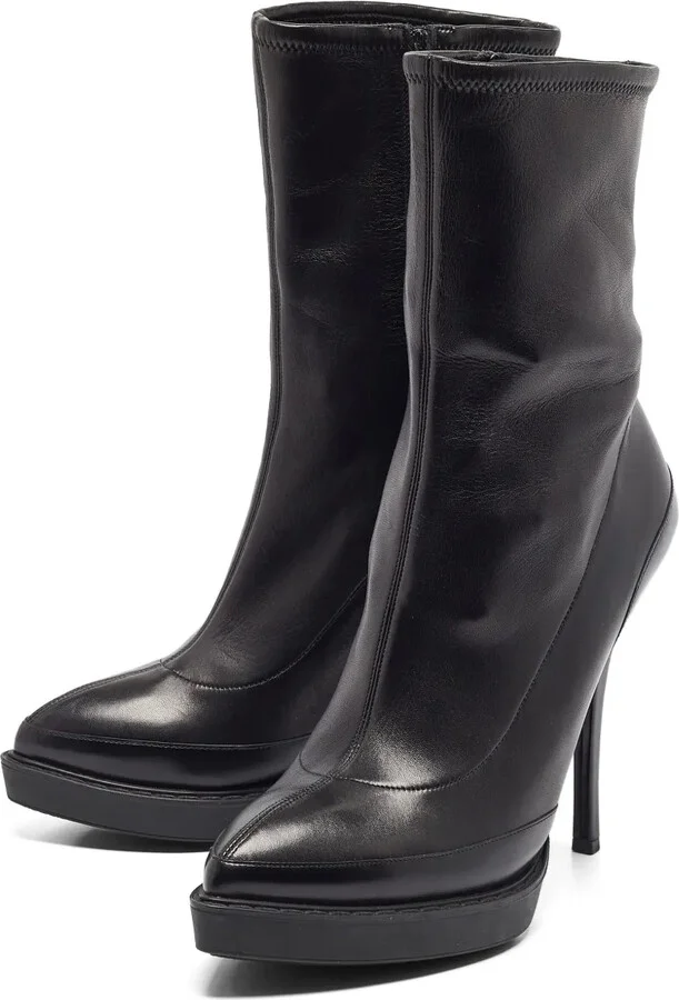 130mm Leather Platform Boots - Image 2