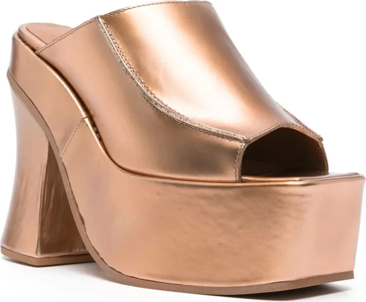 130mm Leather Platform Sandals - Image 2
