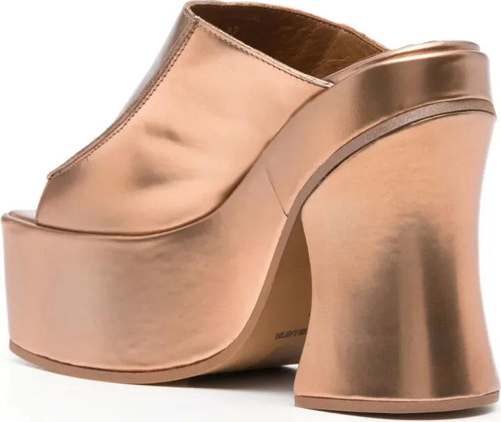 130mm Leather Platform Sandals - Image 3
