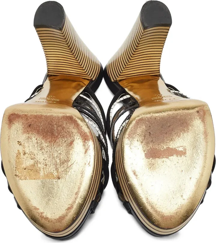 130mm Leather Platform Sandals - Image 4