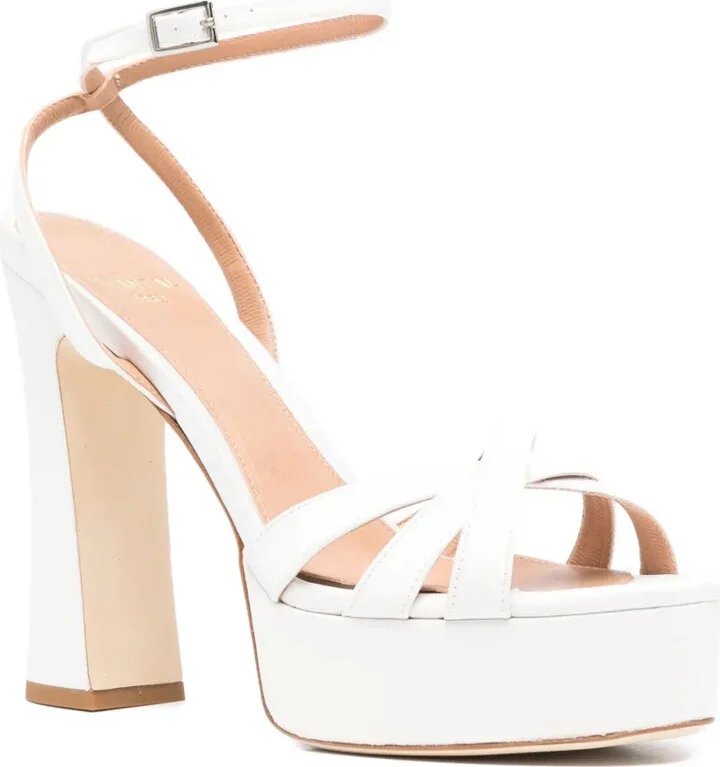 130mm Leather Platform Sandals - Image 2
