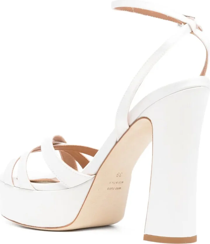 130mm Leather Platform Sandals - Image 3