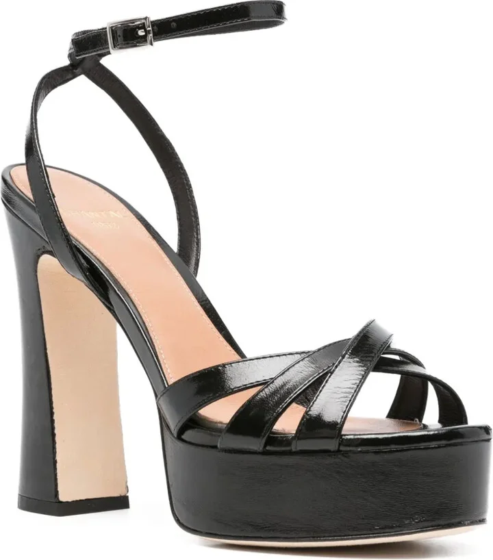 130mm Leather Platform Sandals - Image 2