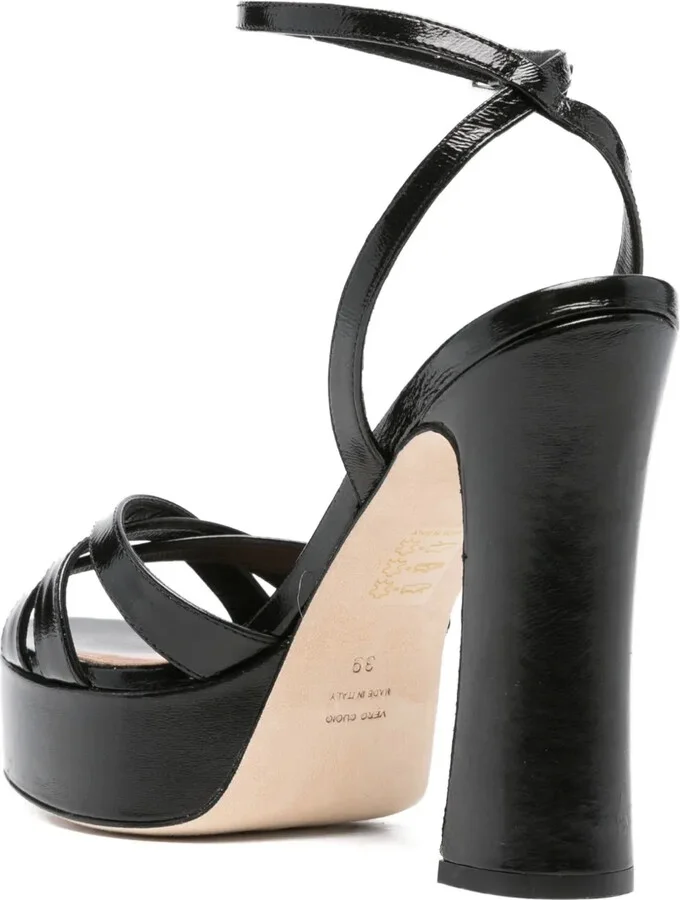 130mm Leather Platform Sandals - Image 3
