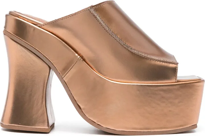 130mm Leather Platform Sandals