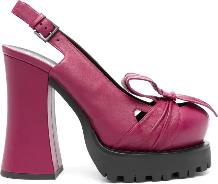 130mm Leather Slingback Pumps