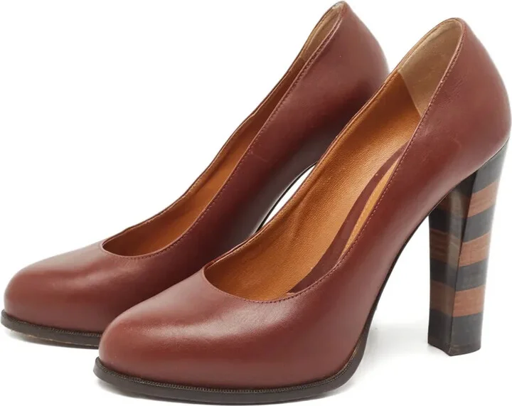 130mm Leather Striped-Heel Pumps - Image 2