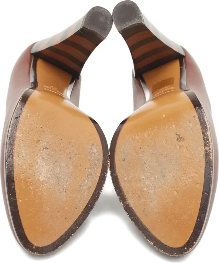 130mm Leather Striped-Heel Pumps - Image 5
