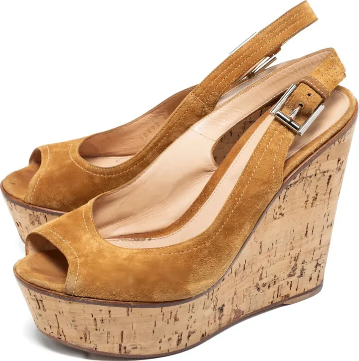 130mm Leather Wedge Sandals - Image 2