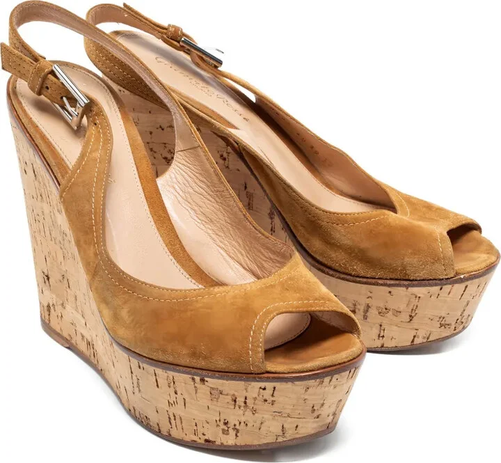 130mm Leather Wedge Sandals - Image 3