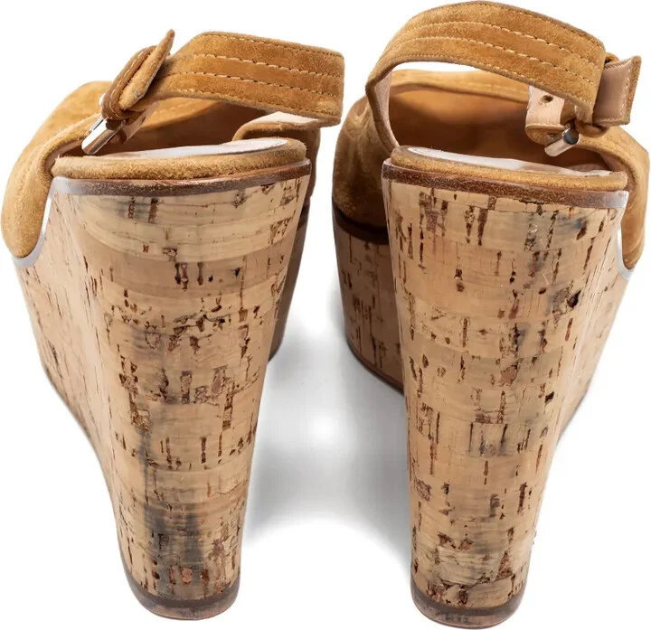 130mm Leather Wedge Sandals - Image 4