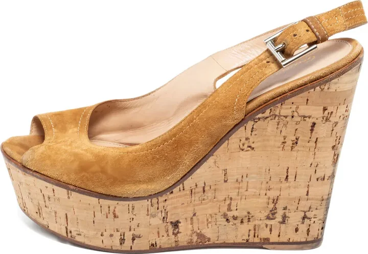 130mm Leather Wedge Sandals