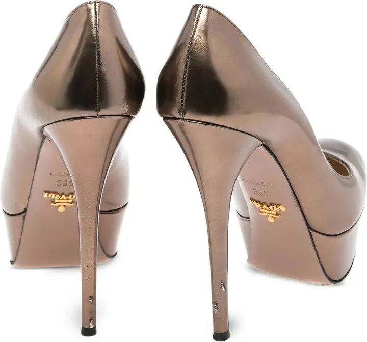 130mm Metallic-Effect Leather Pumps - Image 4