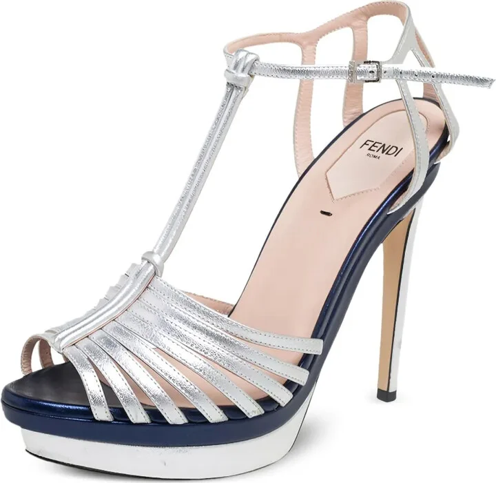 130mm Metallic-Effect Leather Sandals - Image 2