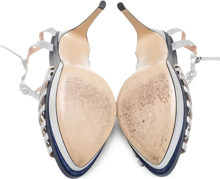 130mm Metallic-Effect Leather Sandals - Image 3