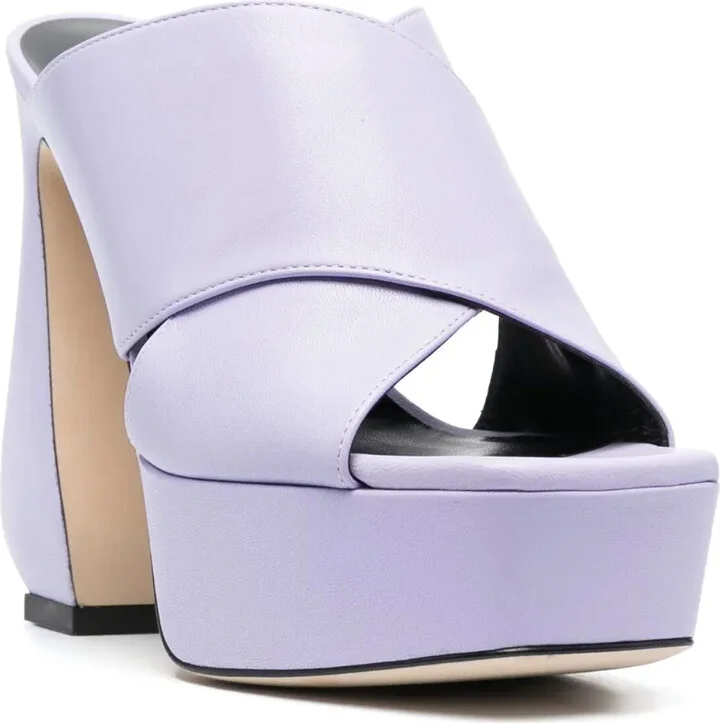130mm Platform Leather Sandals - Image 2