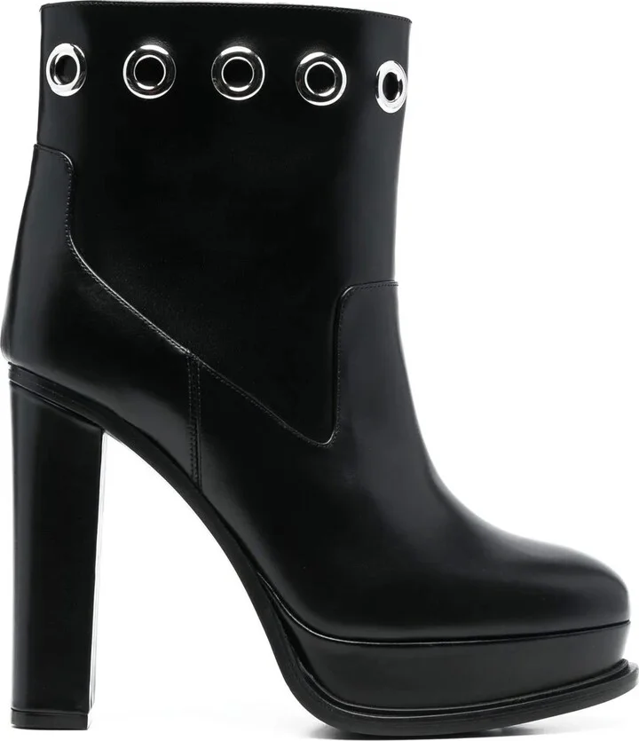 130mm Platform-Sole Eyelet Boots