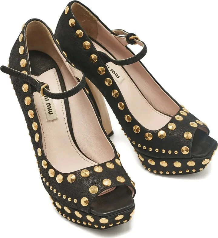 130mm Platform Studded Pumps - Image 2