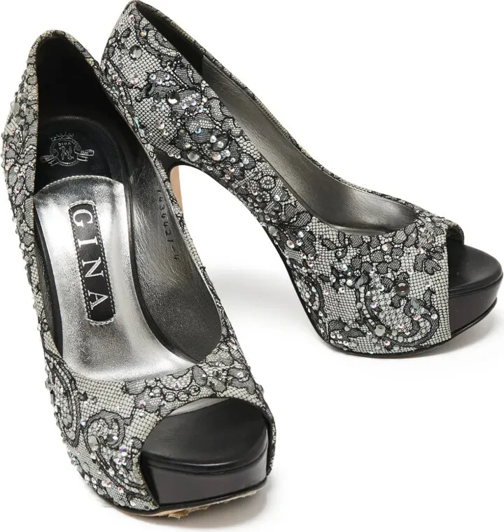 130mm Rhinestone-Embellished Peep-Toe Pumps - Image 3