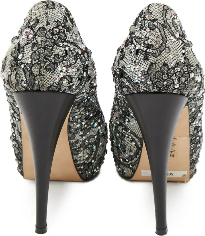 130mm Rhinestone-Embellished Peep-Toe Pumps - Image 4