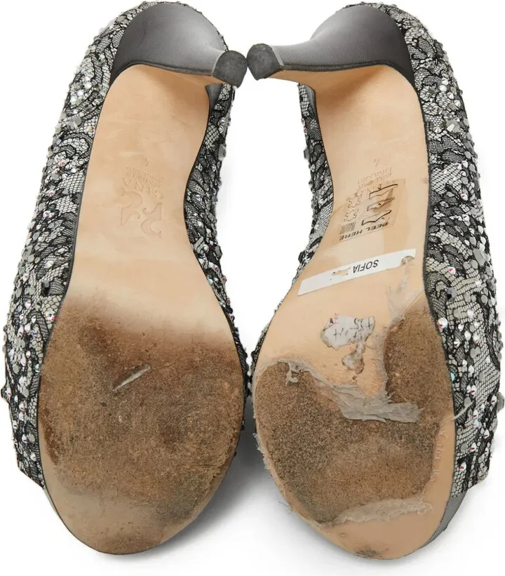 130mm Rhinestone-Embellished Peep-Toe Pumps - Image 5