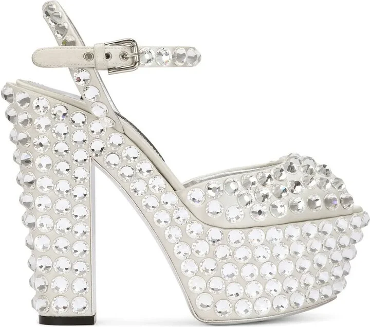 130mm Rhinestone-Embellished Platform Pumps